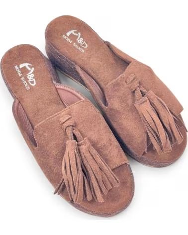 TIMBOS ZUECO CON CUNA DE ESPARTO Y BORLAS MARRÓN