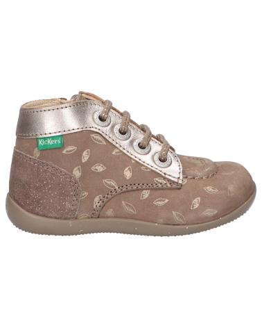 Sapatos KICKERS  de Menina e Menino 879058-10 BONZIP-2 NUBUCK LEAVE  123 TAUPE OR IMPRIM
