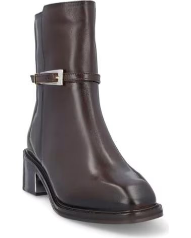 CARAMELO BOTINS DE MULHER CAR669-18 PELE CASTANHO PIEL MARRONPIEL MARRON
