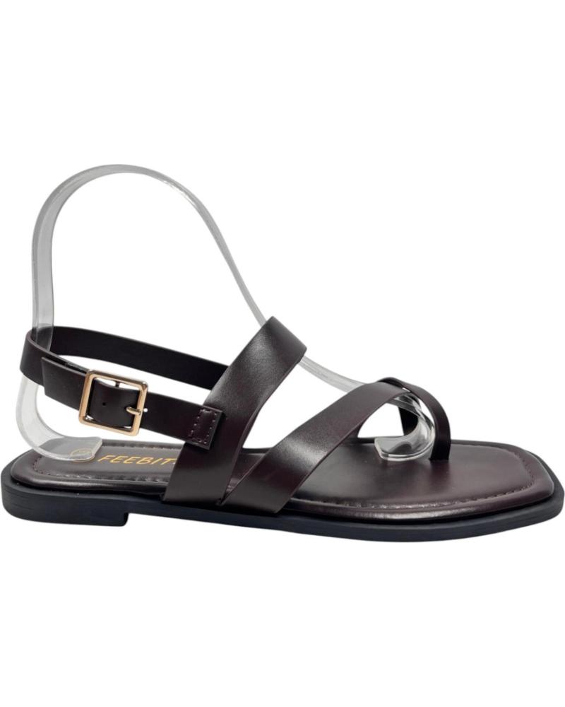 TIMBOS SANDALIA ESCLAVA DEDO PLANA MUJER CAFE 133081 NEGRO