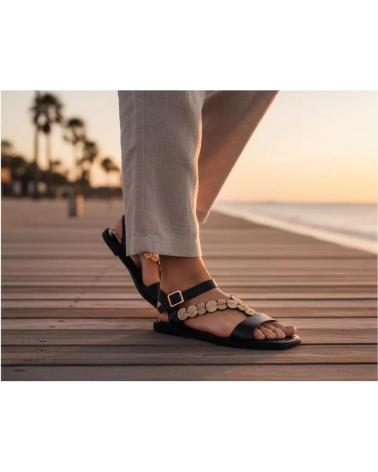 TIMBOS SANDALIA PLANA DE MUJER 132968 NEGRO