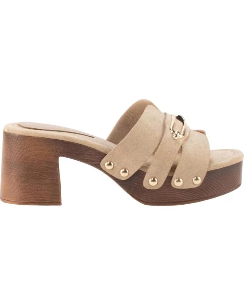 KESLEM SANDALIA HLG588-510 TAUPE CON TACÓN EFECTO MADERA
