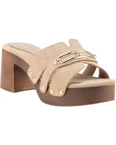 KESLEM SANDALIA HLG588-510 TAUPE CON TACÓN EFECTO MADERA