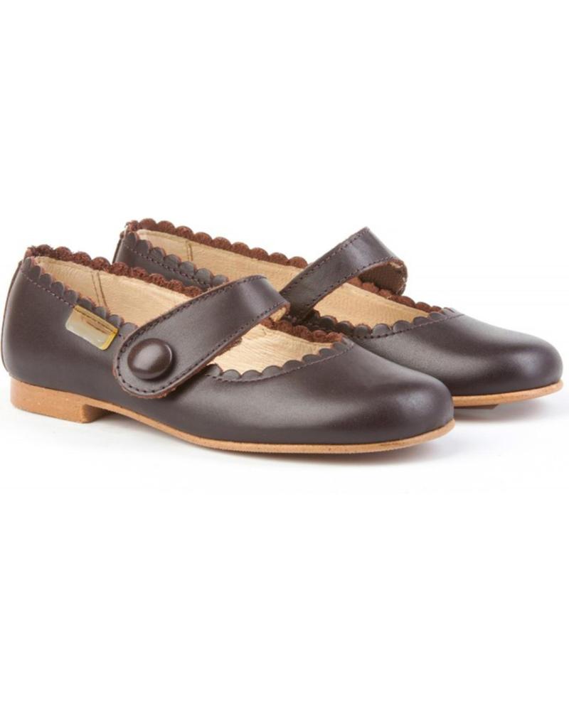 Bailarinas per Bambina ANGELITOS ZAPATO FRANCESITAS PIEL 1512 CHOCOLATE