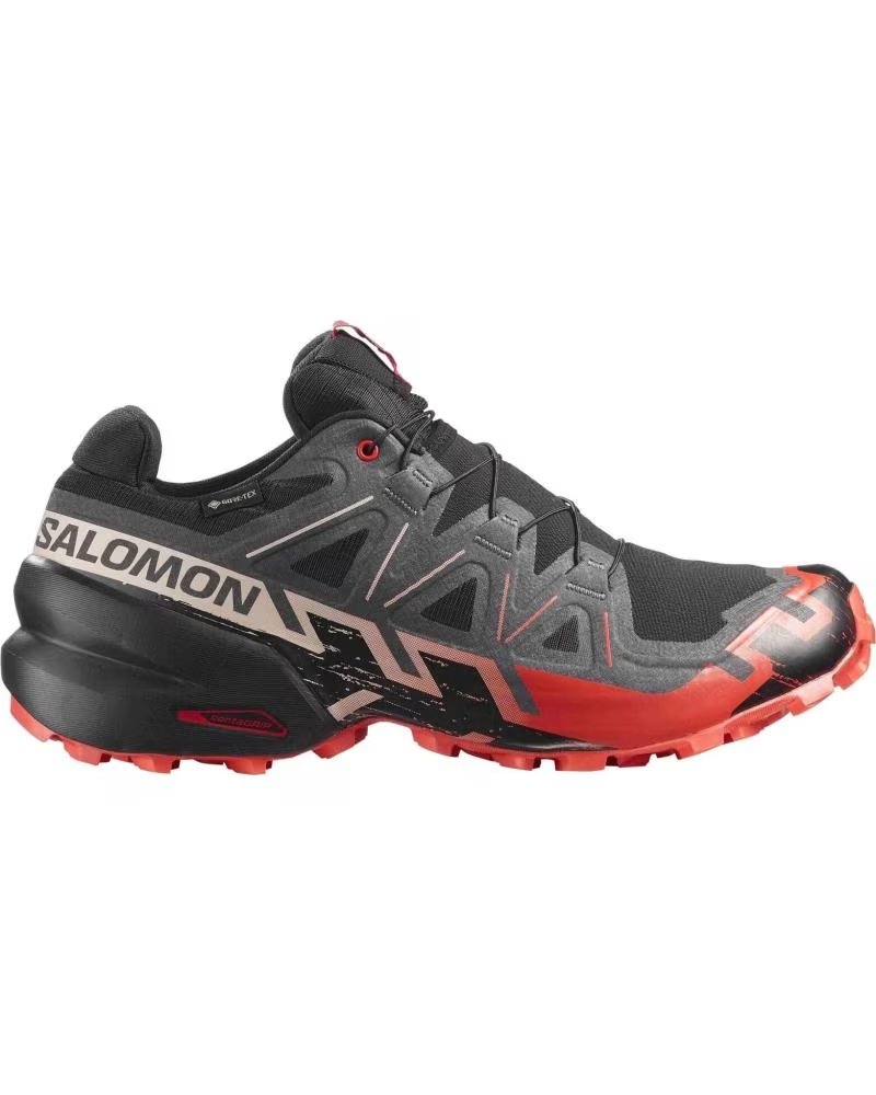 ZAPATILLAS DE TREKKING SALOMON SPEEDCROSS 6 GTX BLACK-FIERY RED-ALMOND MILK