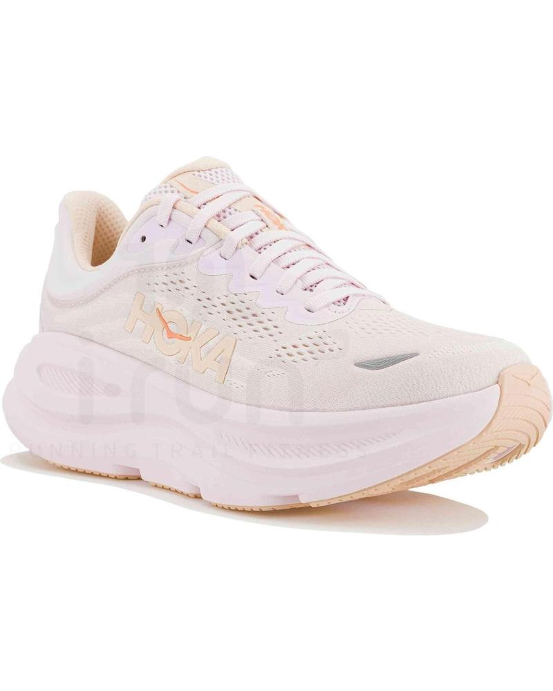 HOKA ZAPATILLAS ZAPATILLAS BONDI 9 ROSA NARANJA EN BEIGE PARA UNISEX MUJER