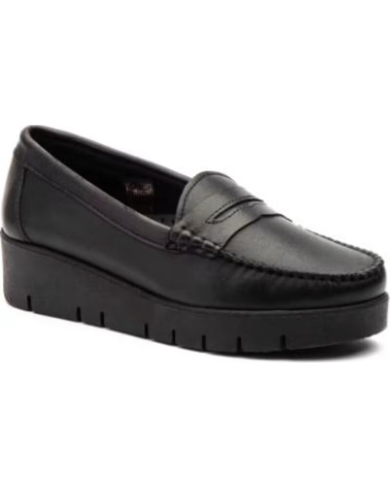 JAM MOCASINES S DE PIEL CON PLATAFORMA PARA MUJER TALLAS 36 A 41 MODELO 3139 NEGRO