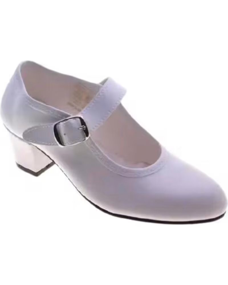 PASOS DE BAILE ZAPATOS FLAMENCO VARIOS COLORES BAILE HECHO EN ESPANA MODELO 15 TALLAS 19 A 41 BLANCO
