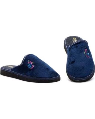 JAM ZAPATILLAS DE CASA CERRADAS PARA MUJER CON FLORES BORDADAS HECHO EN ESPANA TALLAS 36 A 41 MODELO 7777 AZUL