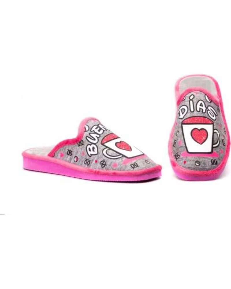 JAM ZAPATILLAS DE CASA CERRADAS PARA MUJER CON DISENO BUENOS DIAS HECHO EN ESPANA TALLAS 36 A 41 MODELO CH613 GRIS