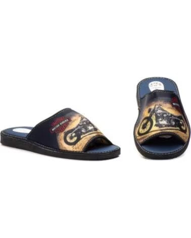 JAM ZAPATILLAS DE CASA CERRADAS PARA HOMBRE CON DISENO DE MOTO HECHO EN ESPANA TALLAS 39 A 46 MODELO CH863 AZUL
