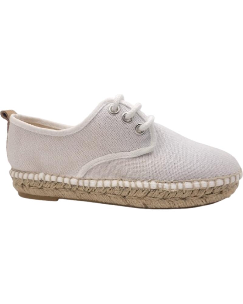 CONDIZ ALPARGATAS DE NINO DE LINO NATURAL CON SUELA DE ALPARGATA TALLAS 32 A 40 MODELO 105 BLANCO