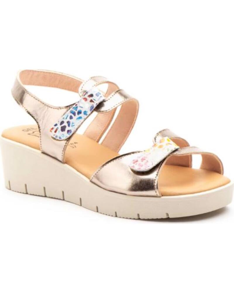 ALTO ESTILO SANDALIAS DE CUNA PARA MUJER CON VELCRO HECHO EN ESPANA MODELO E459 TALLAS 36 A 41 PLATEADO