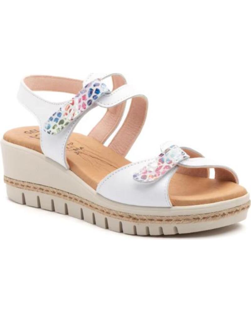 ALTO ESTILO SANDALIAS DE CUNA PARA MUJER CON VELCRO HECHO EN ESPANA MODELO E459 TALLAS 36 A 41 BLANCO