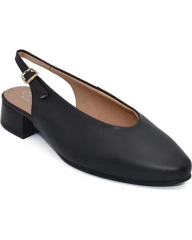 CHAMBY ZAPATO DESTALONADO DE PIEL CON TACON BAJO PLANTILLA GEL HECHO EN ESPANA TALLAS 35 A 41 MODELO 639 NEGRO