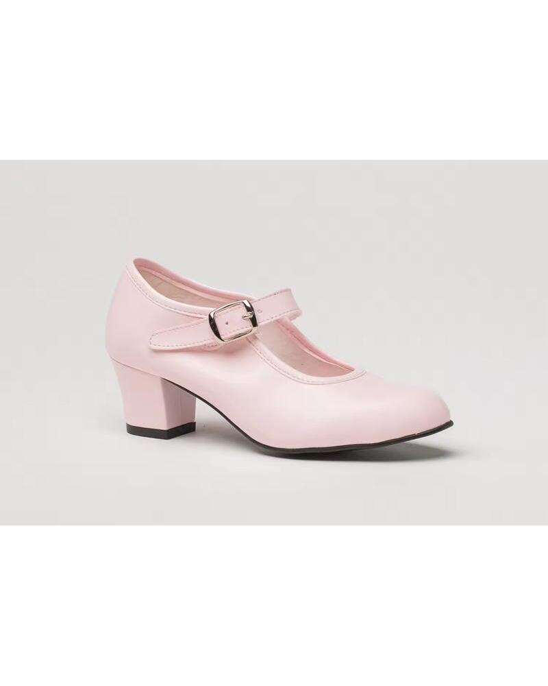ANGELITOS ZAPATOS DE FLAMENCO PARA NINA CON TACON Y HEBILLA VARIOS COLORES TALLAS 22 A 42 MODELO 302 Z ROSA