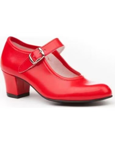 ANGELITOS ZAPATOS DE FLAMENCO PARA NINA CON TACON Y HEBILLA VARIOS COLORES TALLAS 22 A 42 MODELO 302 Z ROJO
