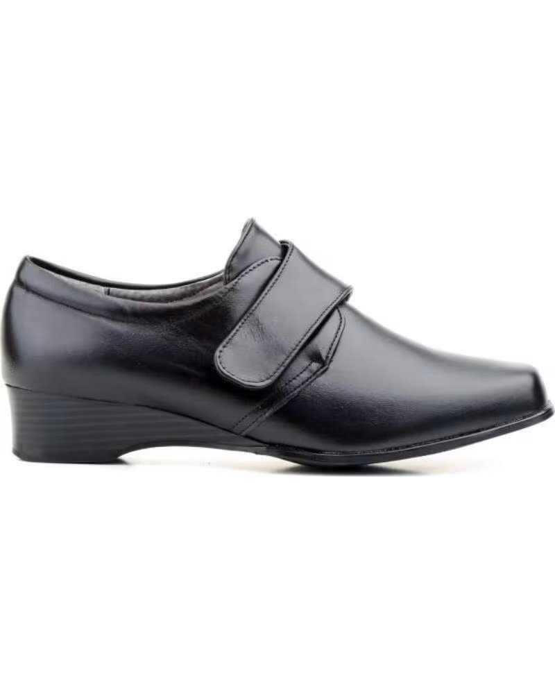 JAM ZAPATO COMODO DE SENORA CON VELCRO TACON BAJO Y DISENO ELEGANTE MODELO 722 TALLAS ESPECIALES 42 A 45 NEGRO