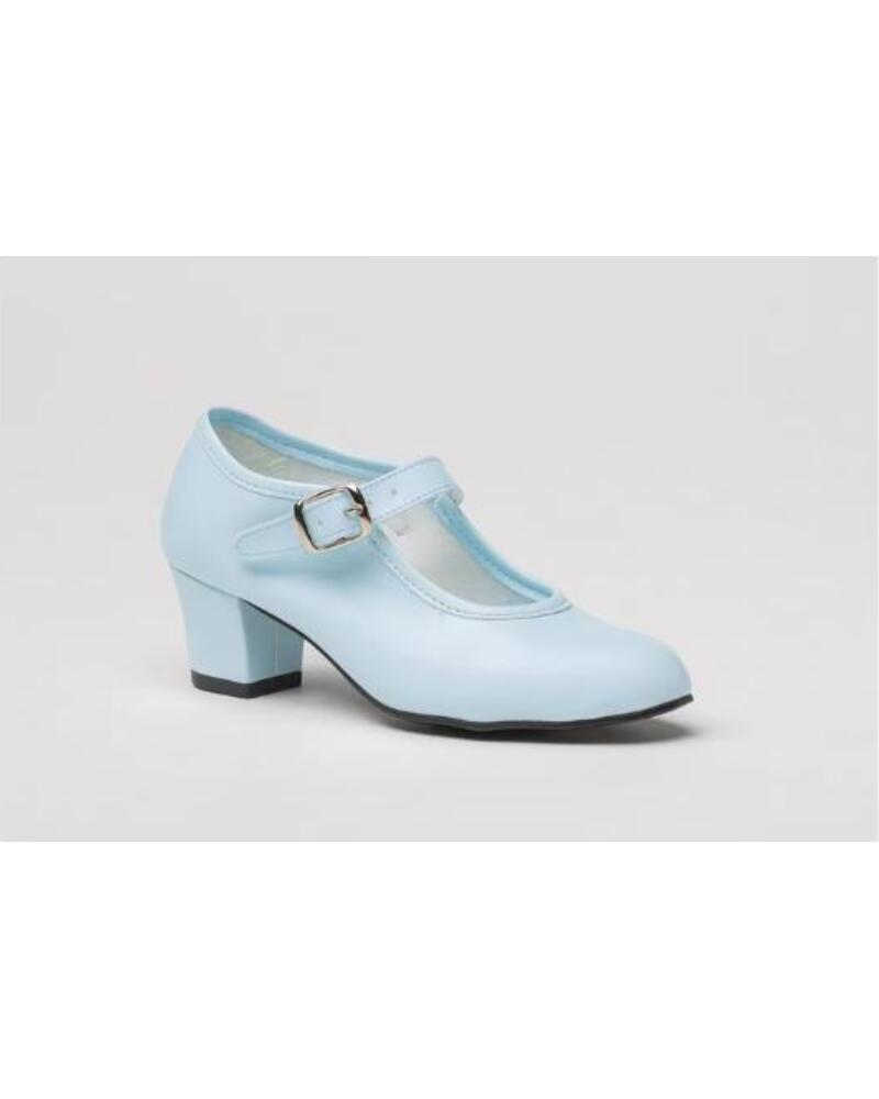 ANGELITOS ZAPATOS DE FLAMENCO PARA NINA CON TACON Y HEBILLA VARIOS COLORES TALLAS 22 A 42 MODELO 302 Z AZUL