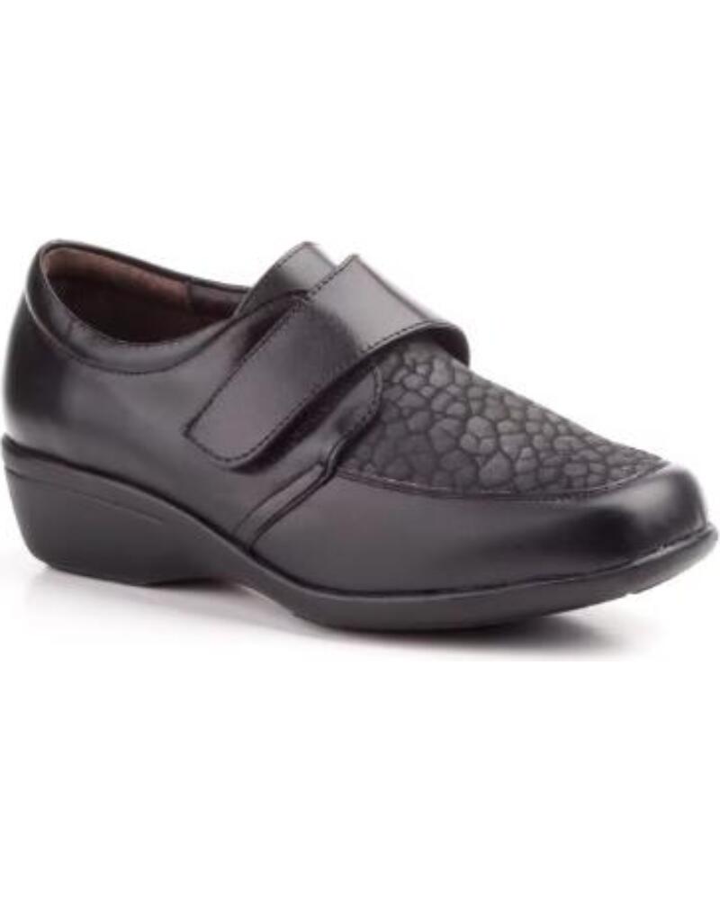 JAM ZAPATOS COMODOS DE PIEL CON VELCRO PARA MUJER TALLAS 36 A 41 MODELO 782 NEGRO