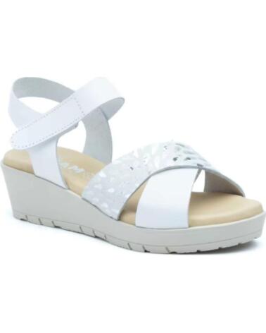 JAM SANDALIAS DE CUNA PARA MUJER CON VELCRO Y DETALLE METALIZADO HECHO EN ESPANA MODELO 3136 TALLAS 36 A 41 BLANCO
