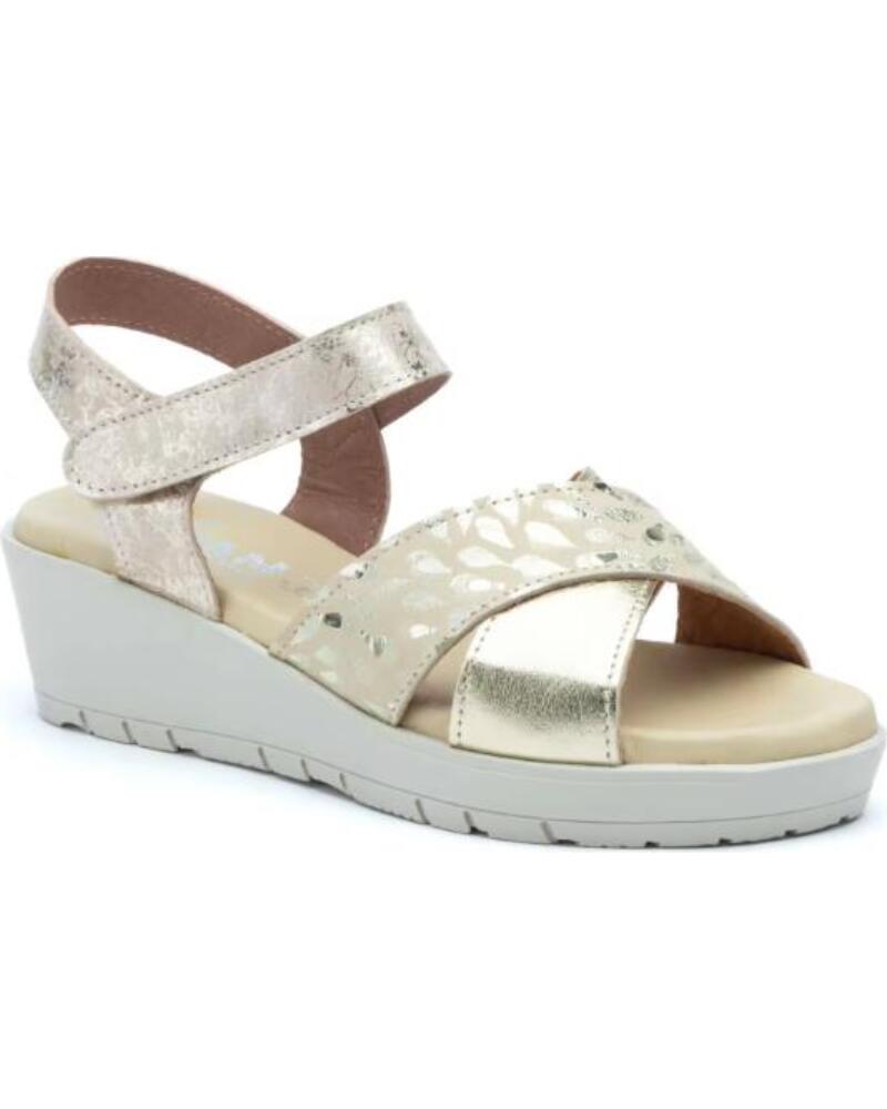 JAM SANDALIAS DE CUNA PARA MUJER CON VELCRO Y DETALLE METALIZADO HECHO EN ESPANA MODELO 3136 TALLAS 36 A 41 AMARILLO