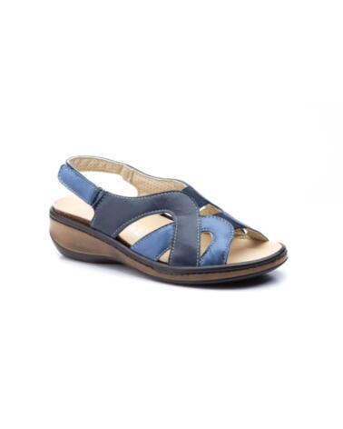 JAM SANDALIAS COMODAS DE PIEL PARA MUJER CON PIES DELICADOS MODELO 5051 AZUL