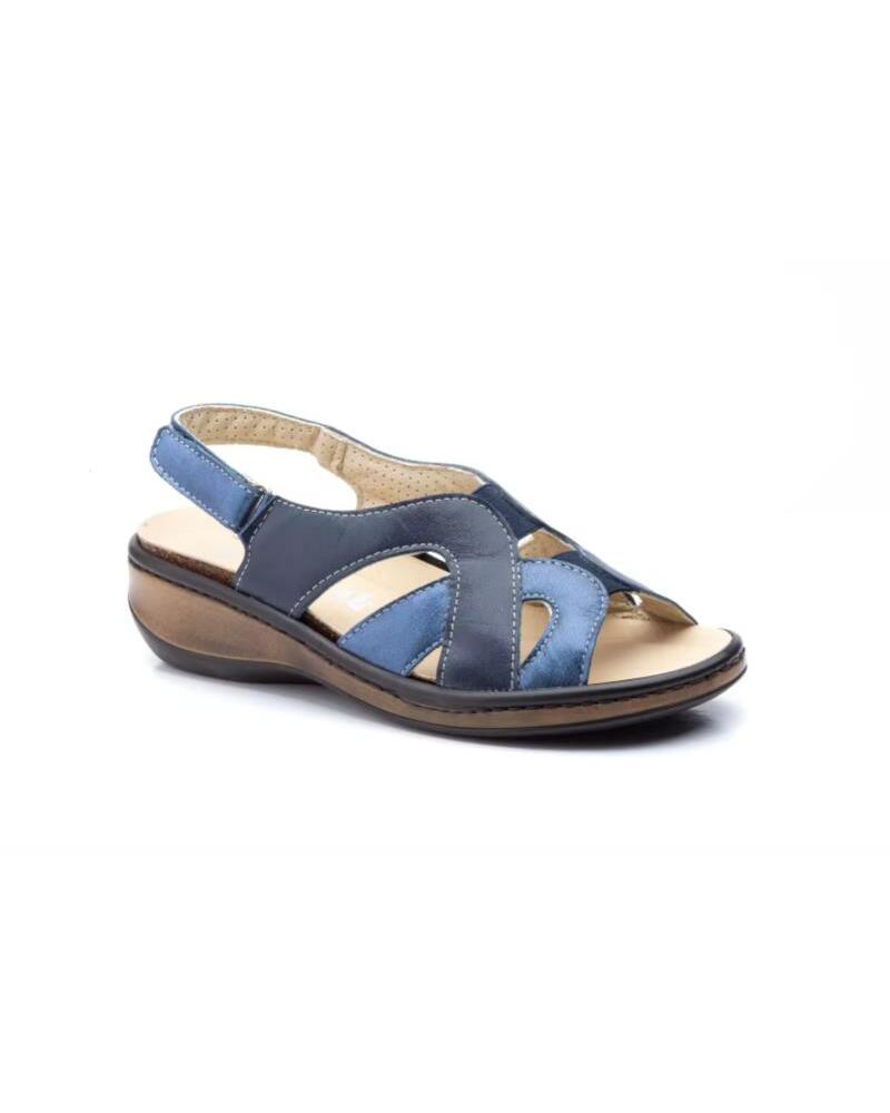 JAM SANDALIAS COMODAS DE PIEL PARA MUJER CON PIES DELICADOS MODELO 5051 AZUL