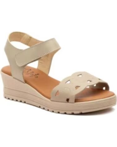 ALTO ESTILO SANDALIAS DE CUNA BLANCAS PARA MUJER CON CIERRE DE VELCRO HECHO EN ESPANA MODELO E648 TALLAS 36 A 41 BEIGE