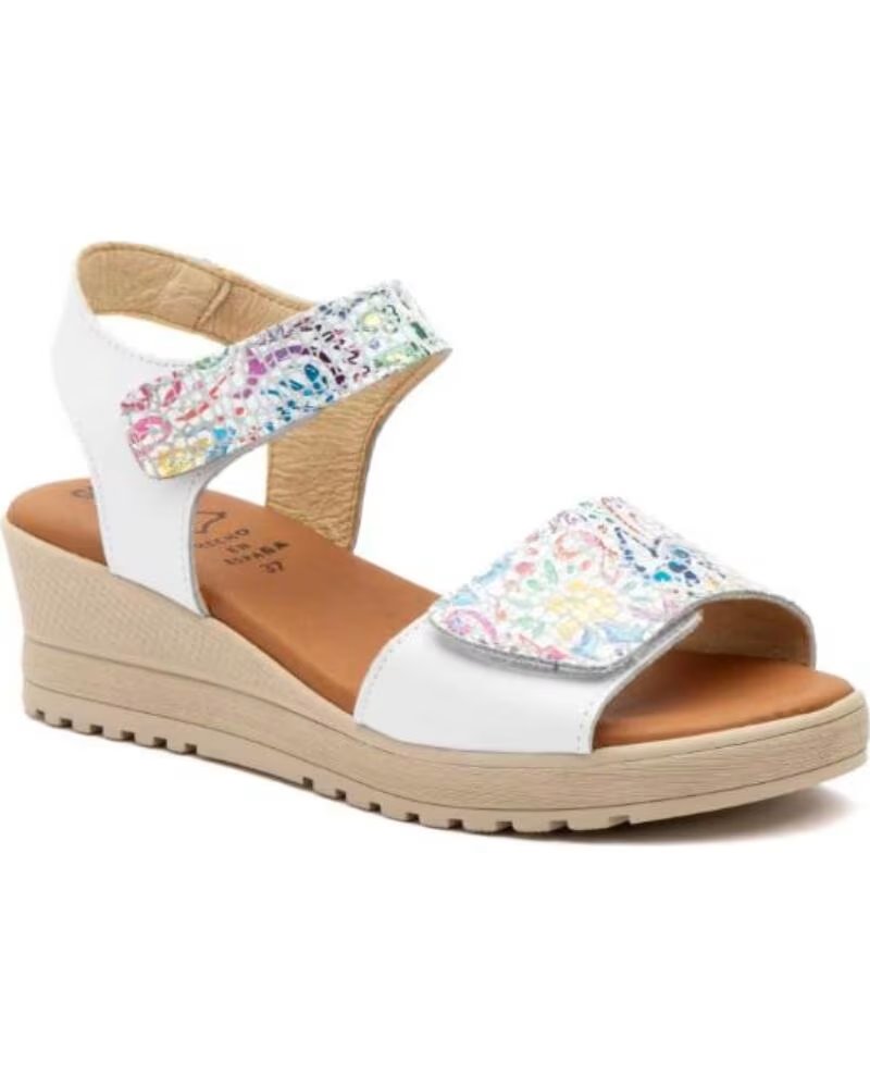 ALTO ESTILO SANDALIAS DE CUNA PARA MUJER CON VELCRO HECHO EN ESPANA MODELO E647 TALLAS 36 A 41 BLANCO
