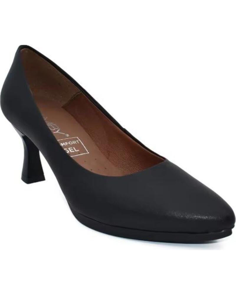 CHAMBY ZAPATOS DE SALON DE MUJER EN PIEL CON TACON MEDIO PLANTILLA GEL HECHO EN ESPANA TALLAS 35 A 41 MODELO 4240 NEGRO