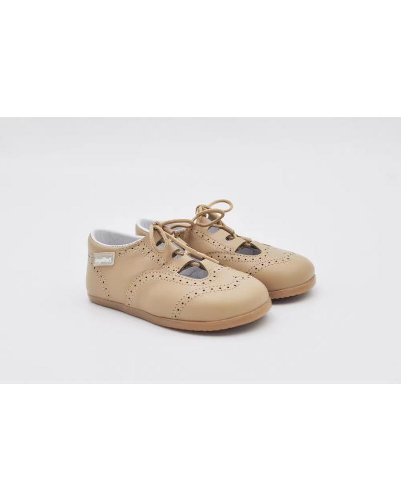 ANGELITOS ZAPATO INGLESITO RESPETUOSO DE PIEL TALLAS 20 A 27 MODELO 543 MARRóN