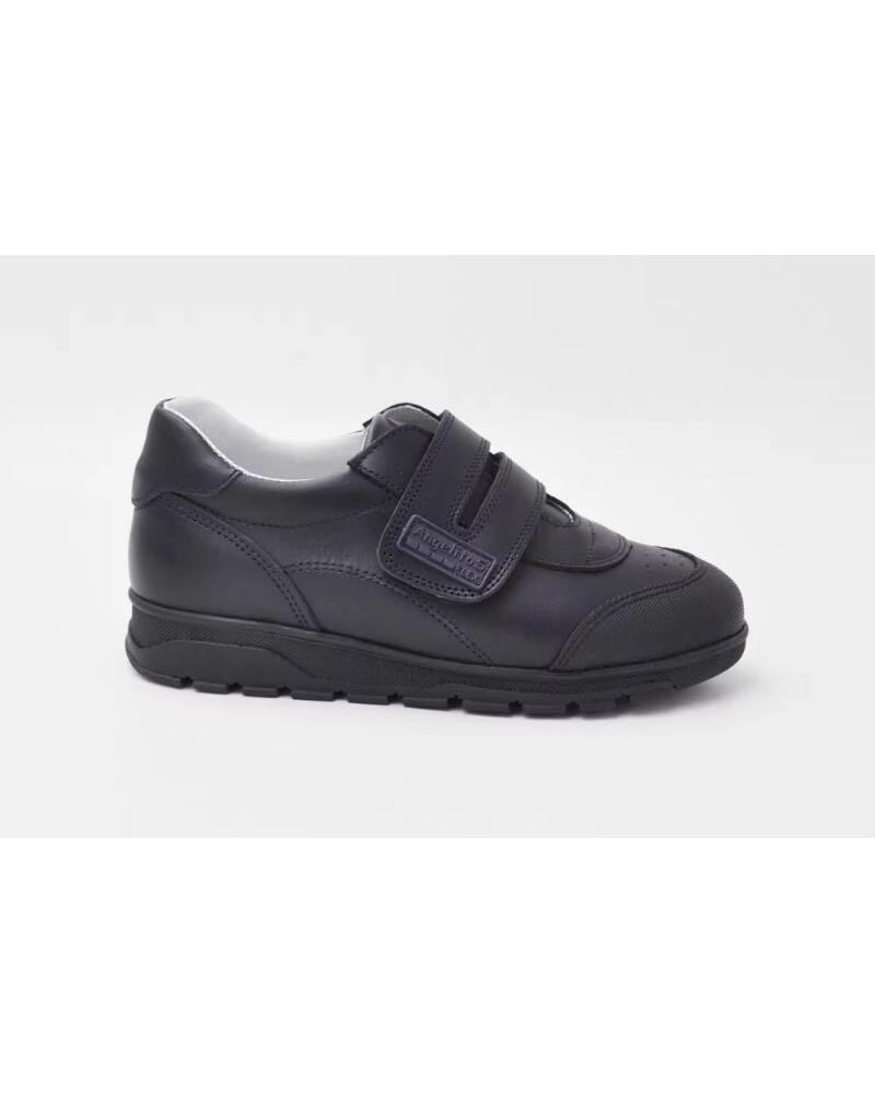 ANGELITOS ZAPATOS COLEGIALES DE PIEL CON VELCRO PARA NINO MODELO 904 TALLAS 21 A 40 AZUL
