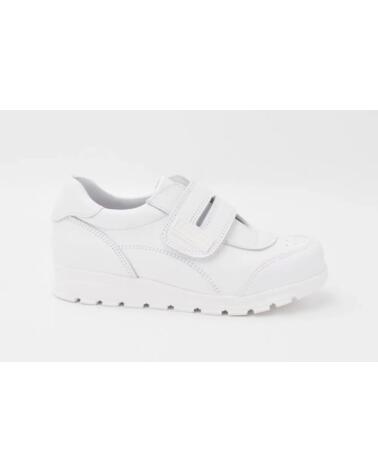 ANGELITOS ZAPATOS COLEGIALES DE PIEL CON VELCRO PARA NINO MODELO 904 TALLAS 21 A 40 BLANCO
