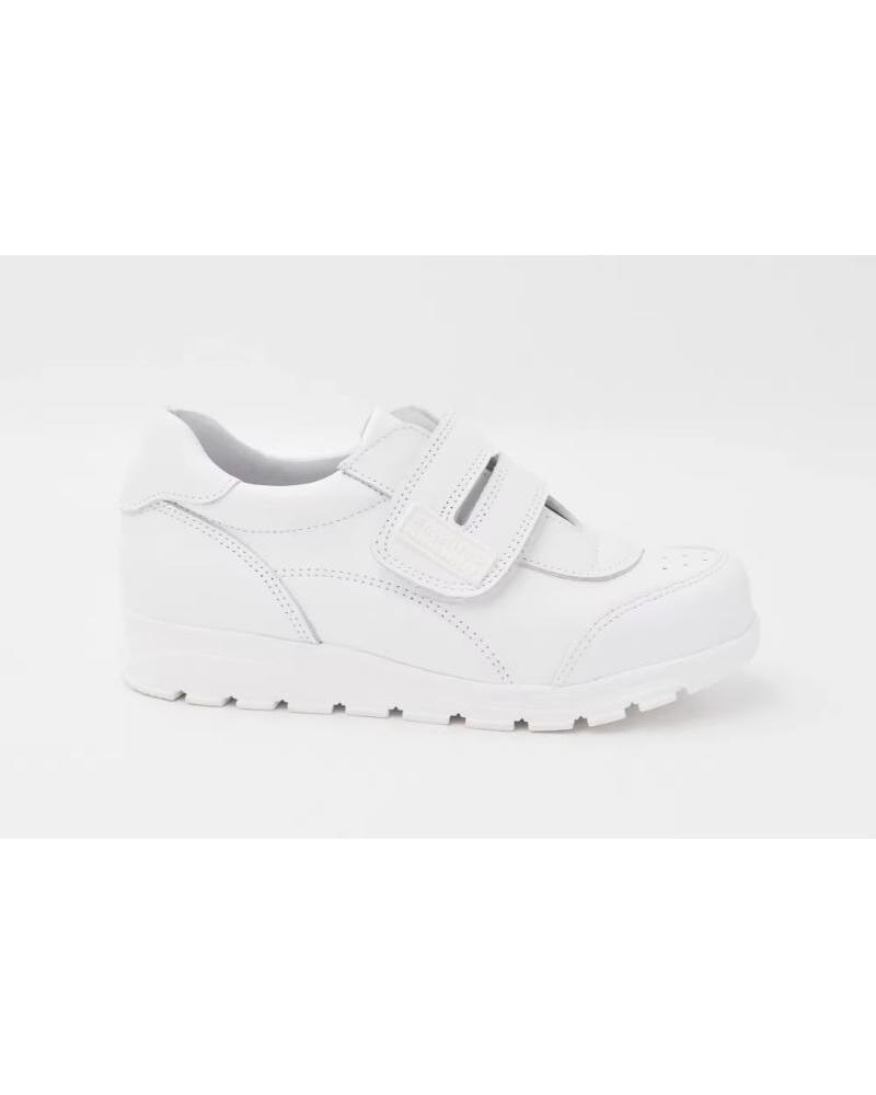 ANGELITOS ZAPATOS COLEGIALES DE PIEL CON VELCRO PARA NINO MODELO 904 TALLAS 21 A 40 BLANCO