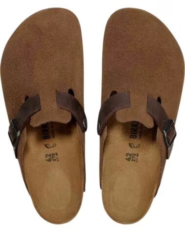 BIRKENSTOCK ZUECOS DE ANTE MARRÓN CON HEBILLA AJUSTABLE