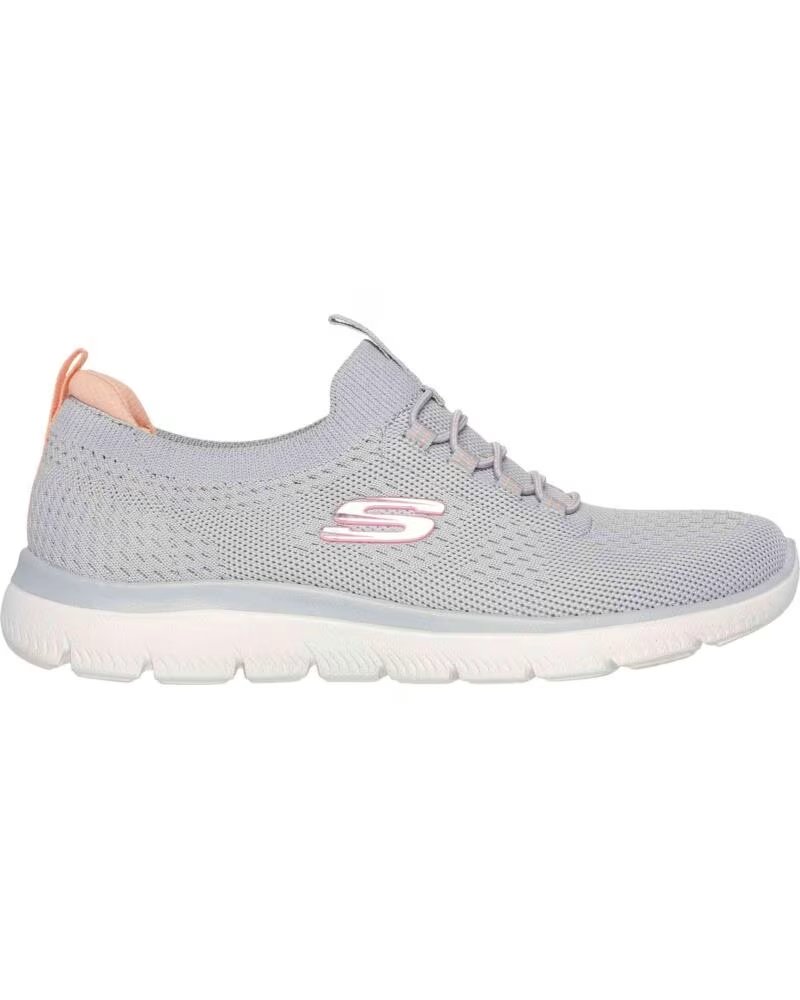 SKECHERS ZAPATILLAS SUMMITS EN GRIS PARA MUJER GRAY KNIT- PINK CORAL TRIM