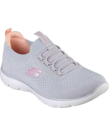 SKECHERS ZAPATILLAS SUMMITS EN GRIS PARA MUJER GRAY KNIT- PINK CORAL TRIM