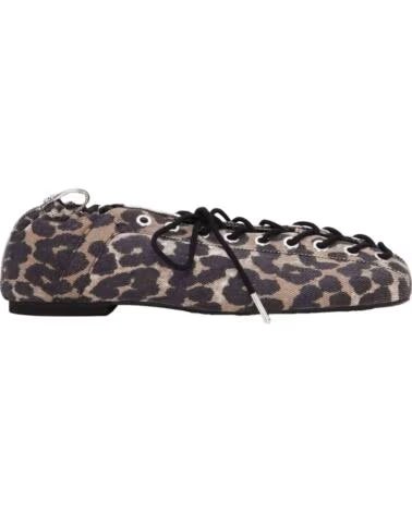 GANNI MANOLETINAS BAILARINA EYELETS LACE UP DENIM EN MULTICOLOR PARA MUJER LEOPARD