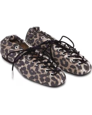 GANNI MANOLETINAS BAILARINA EYELETS LACE UP DENIM EN MULTICOLOR PARA MUJER LEOPARD