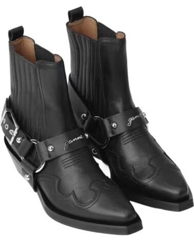 GANNI BOTAS FITTED CHELSEA WESTERN BOOT EN NEGRO PARA MUJER BLACK