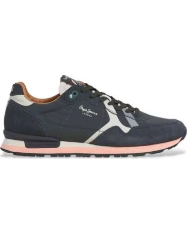 PEPE JEANS ZAPATILLAS BRIT PRINTS - ZAPATILLAS EN AZUL PARA HOMBRE 876-AZUL OSCURO-MARRóN
