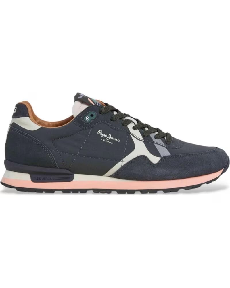 PEPE JEANS ZAPATILLAS BRIT PRINTS - ZAPATILLAS EN AZUL PARA HOMBRE 876-AZUL OSCURO-MARRóN