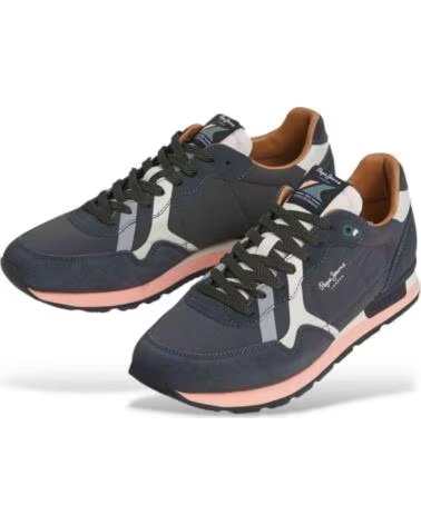 PEPE JEANS ZAPATILLAS BRIT PRINTS - ZAPATILLAS EN AZUL PARA HOMBRE 876-AZUL OSCURO-MARRóN