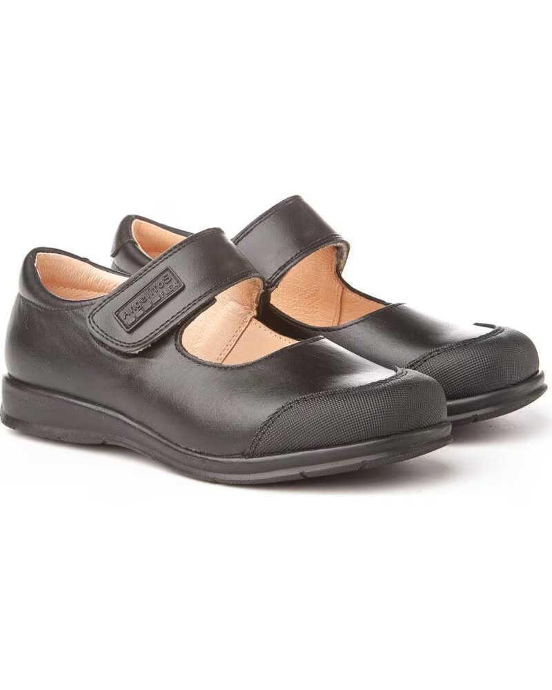 ANGELITOS ZAPATO COLEGIAL NAPA VELCRO REFORZADA TALLAS 24 A 41 MODELO 463 NEGRO