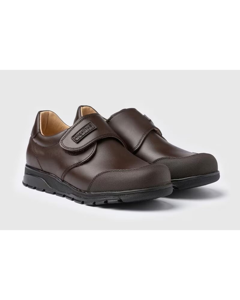 ANGELITOS ZAPATO COLEGIAL NAPA VELCRO TALLAS 22 A 42 MODELO 453 MARRóN