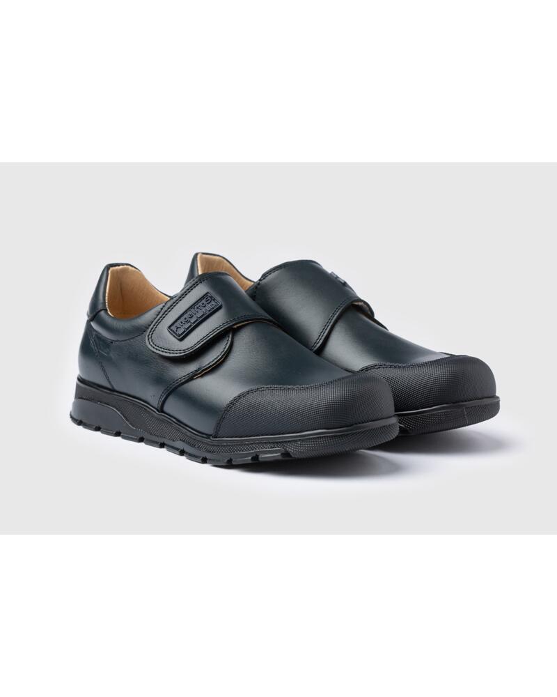 ANGELITOS ZAPATO COLEGIAL NAPA VELCRO TALLAS 22 A 42 MODELO 453 AZUL