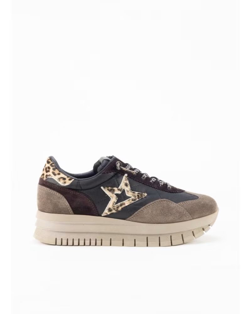 CETTI ZAPATILLAS 1259XL CON DETALLE DE ESTRELLA Y ACABADO ANIMAL PRINT NEGRO