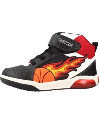 GEOX ZAPATILLAS ALTAS J569CC CON LUCES Y DISEÑO DE FUEGO PARA NIÑO C0048
