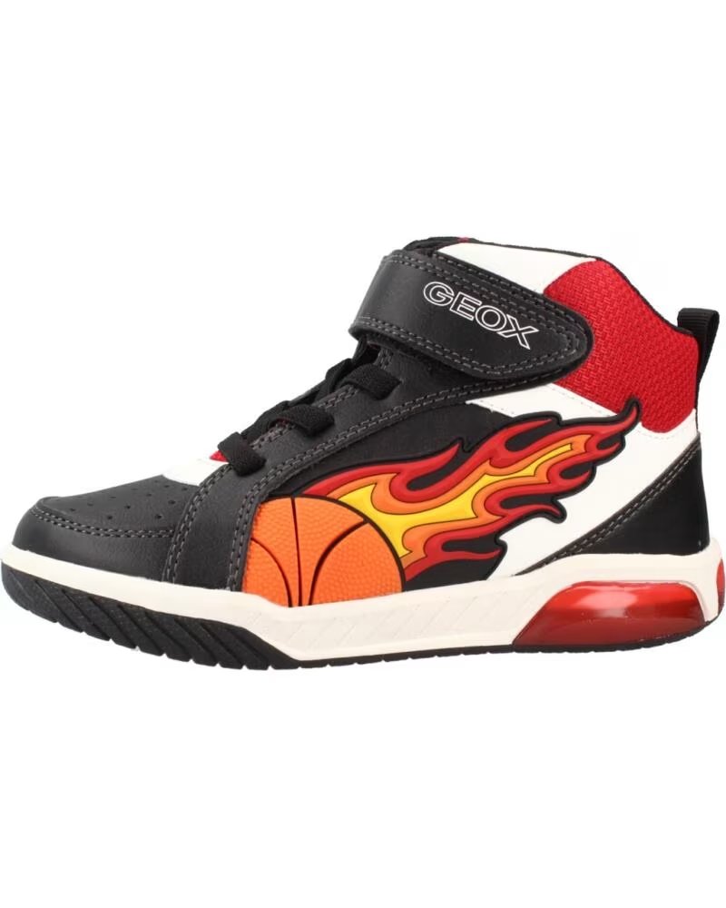 GEOX ZAPATILLAS ALTAS J569CC CON LUCES Y DISEÑO DE FUEGO PARA NIÑO C0048